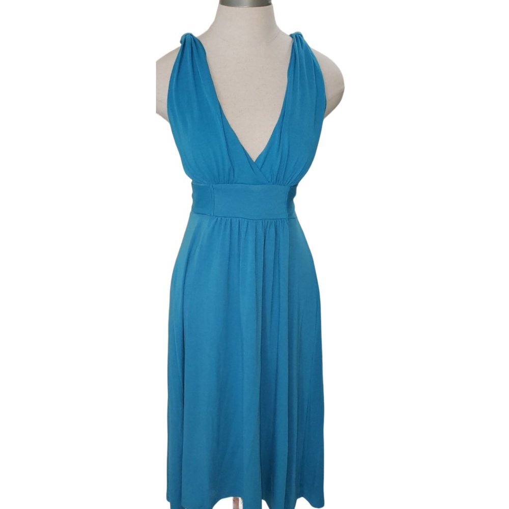 CT519 Tru Gossip Aqua V-neck Sleeveless Maxi Dress M
